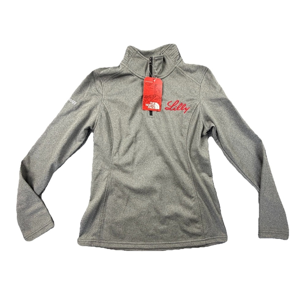 The North Face Gray Name Lilly 1/4 Zip Fleece Pullover Embroidered Logo NWT